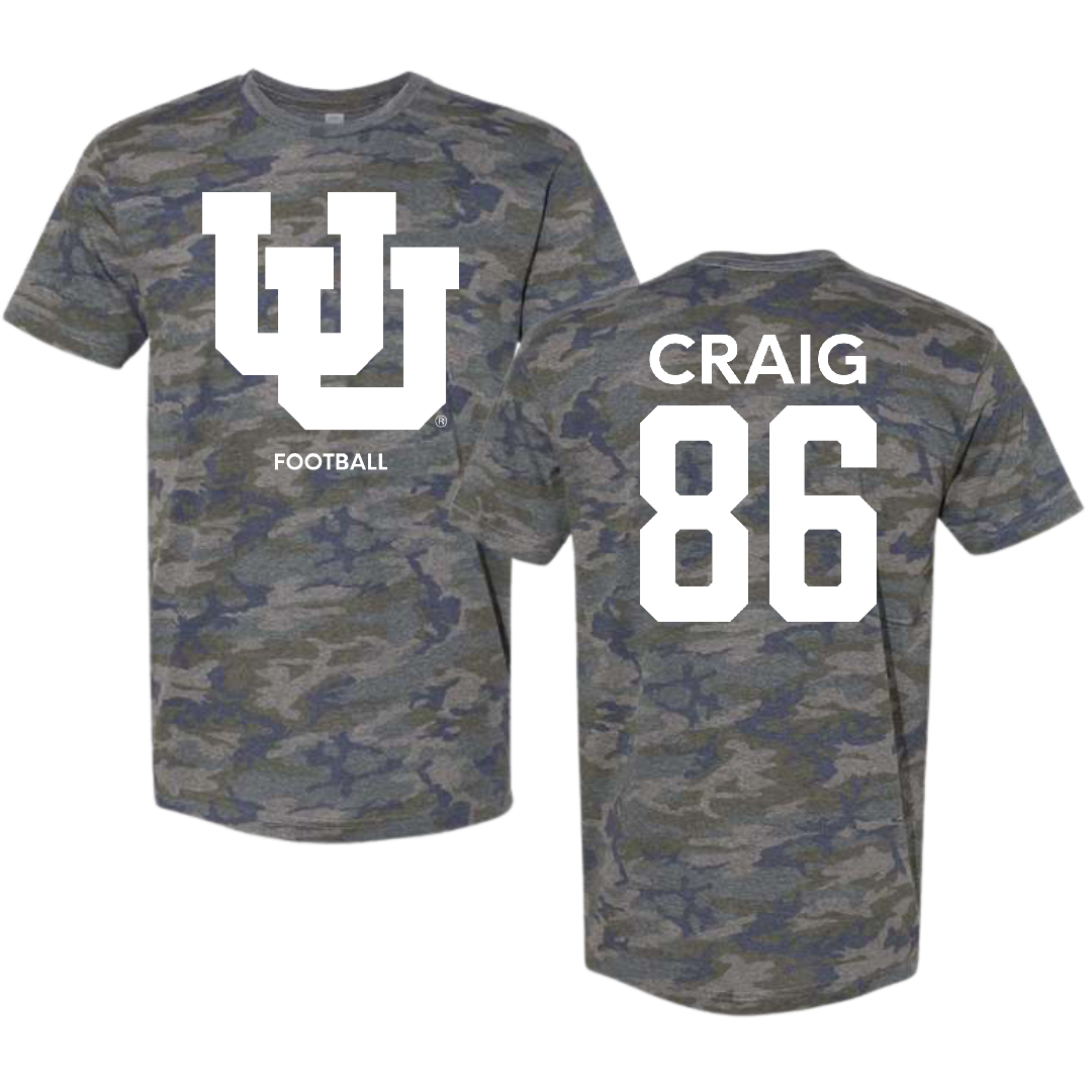 University of Utah Football Vintage Camo Tee - #86 Brigden Craig
