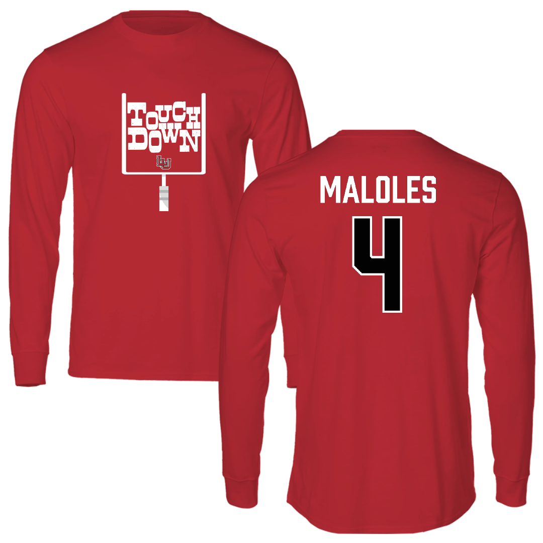 Lamar University Football Red Touchdown Long Sleeve - #4 Royce Maloles