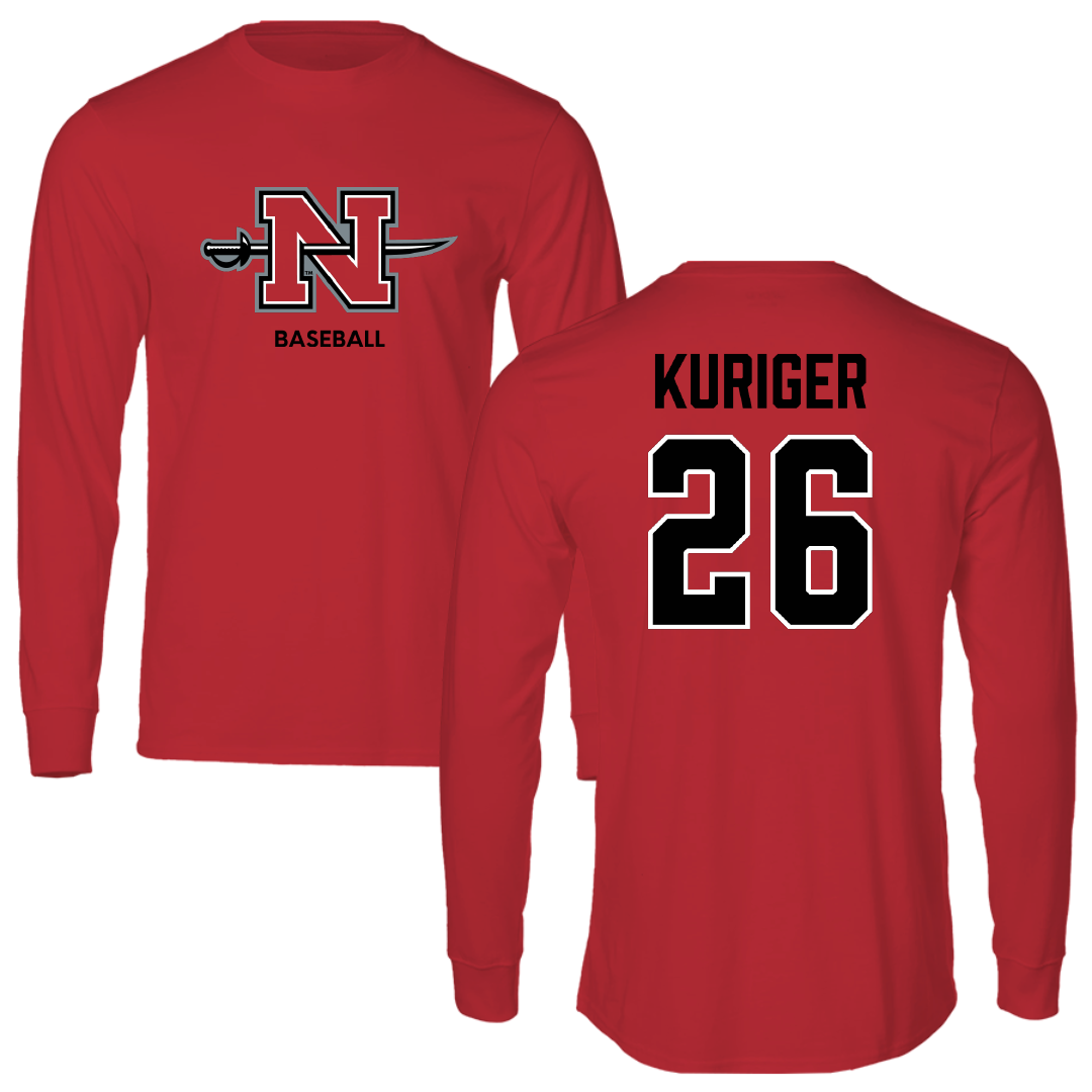 Nicholls State University Baseball Red Mascot Performance Long Sleeve - #26 Brayden Kuriger