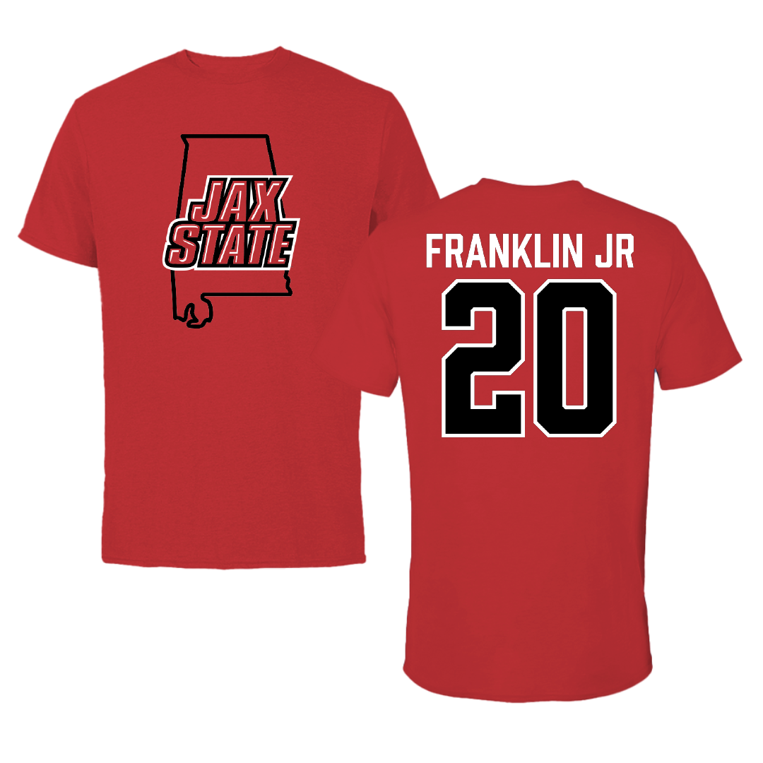 Jacksonville State University Football Red State Tee - #20 Travis Franklin Jr