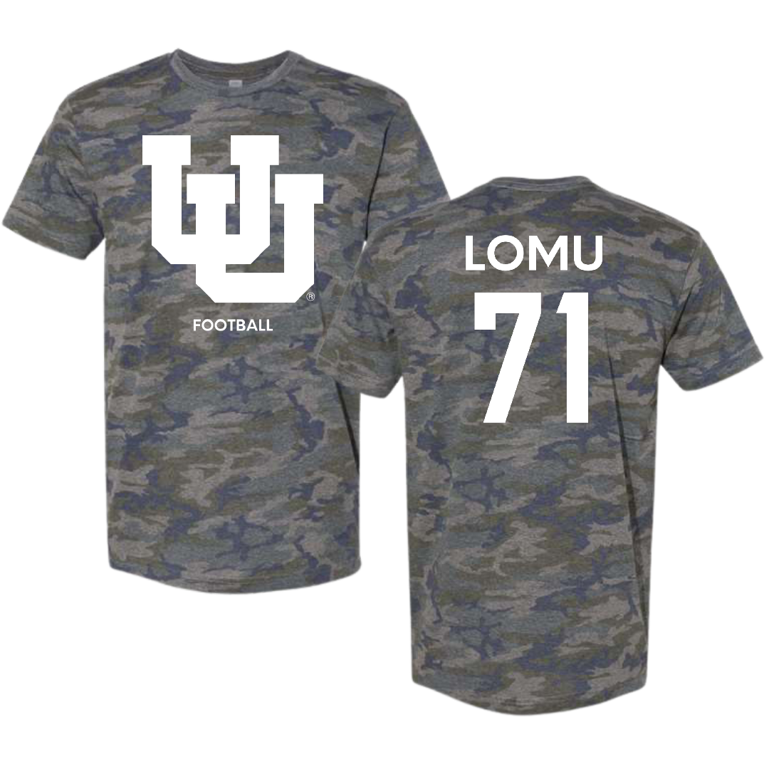 University of Utah Football Vintage Camo Tee - #71 Caleb Lomu