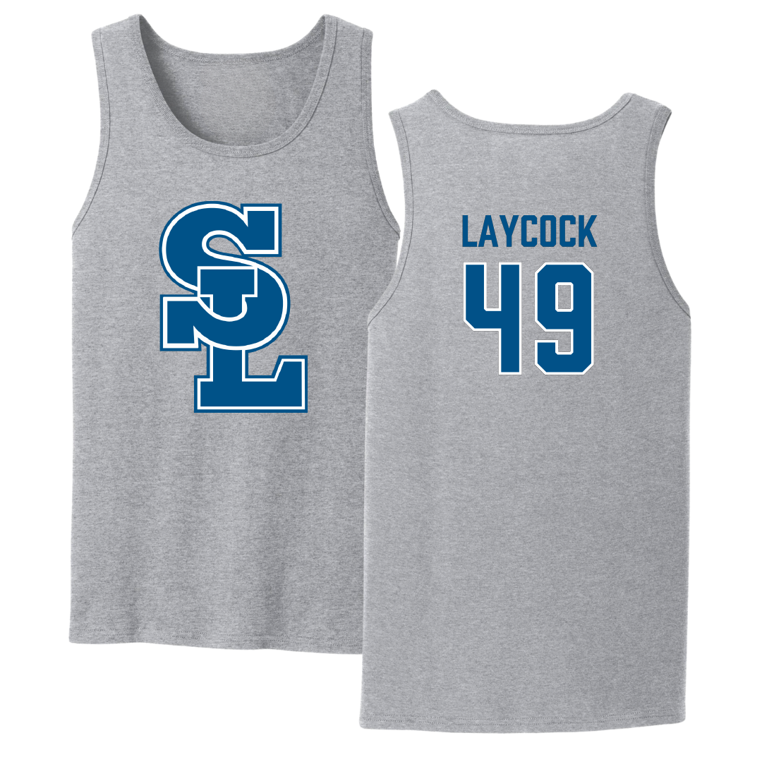 Salt Lake Community College Baseball Sport Gray Tank Top - #49 Austin Laycock