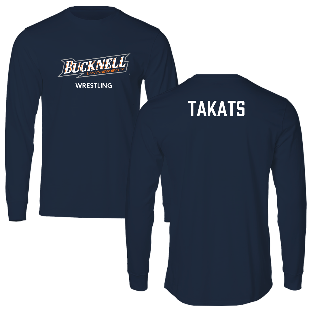 Bucknell University Wrestling (M) Navy Performance Long Sleeve - Myles Takats