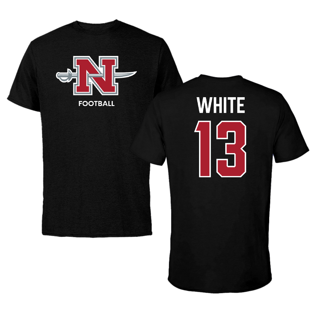 Nicholls State University Football Black Mascot Tee - #13 Kylin White
