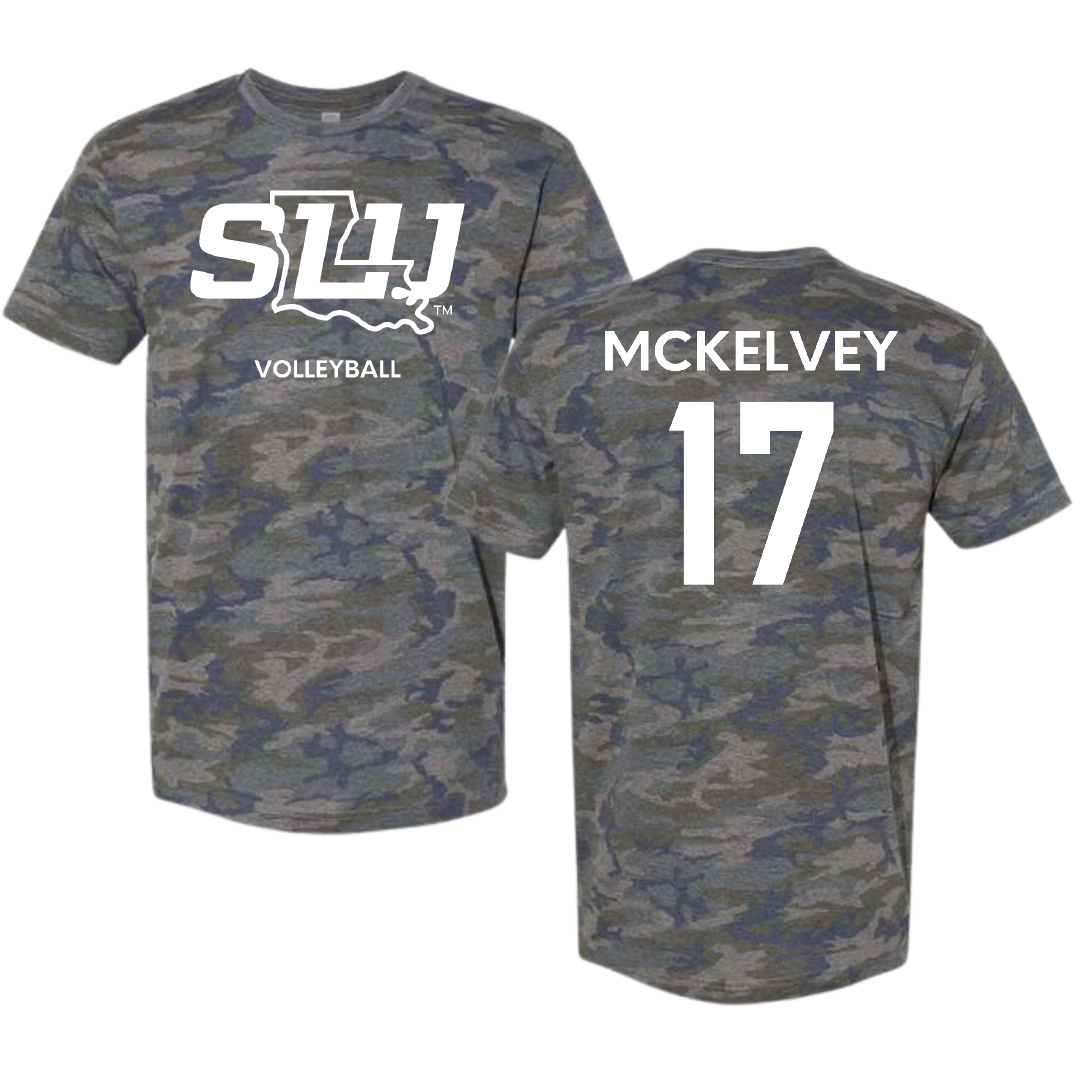 Southeastern Louisiana University Volleyball (W) Vintage Camo Tee - #17 Kyra McKelvey