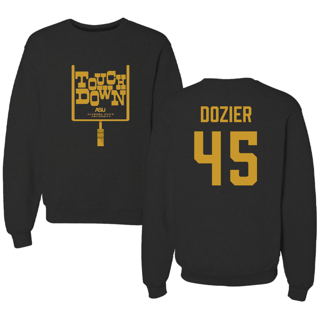 Alabama State University Football Black Touchdown Crewneck - #45 Rico Dozier