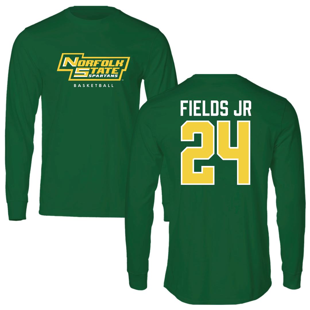 Norfolk State University Basketball Kelly Green Long Sleeve - #24 Chris Fields Jr