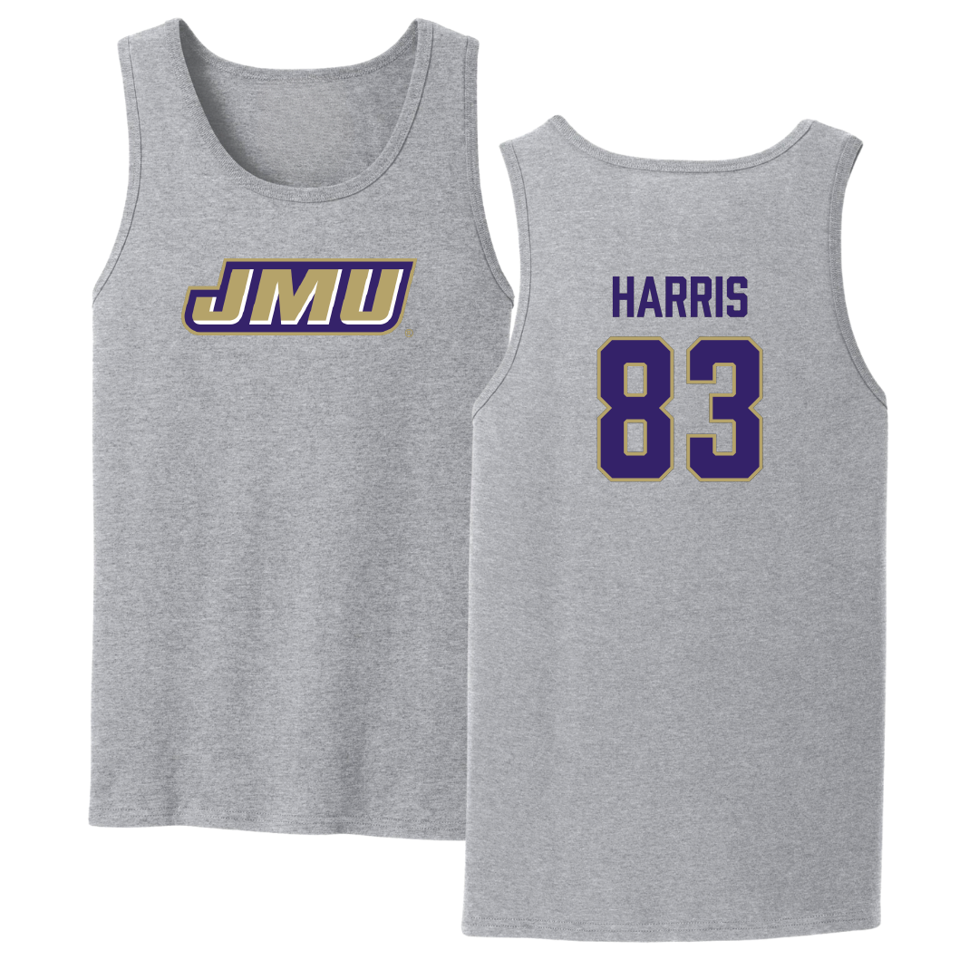James Madison University Football Sport Gray Tank Top - #83 Erick Harris