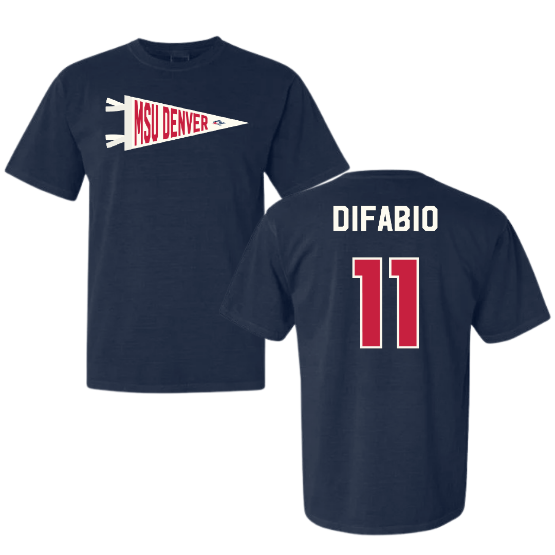 Metropolitan State University of Denver Softball Navy Pennant Comfort Colors Tee - #11 Hannah DiFabio