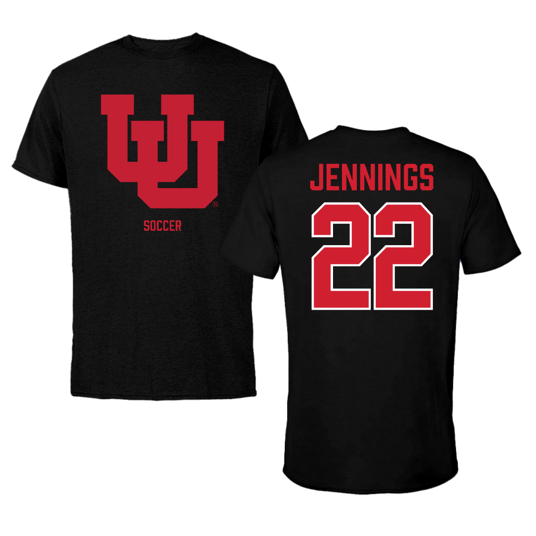 University of Utah Soccer (W) Black Tee - #22 Kyla Jennings