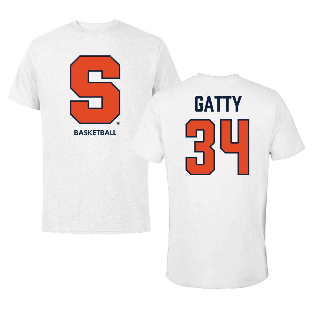 Syracuse University Basketball (M) White Performance Tee - #34 Christopher Gatty