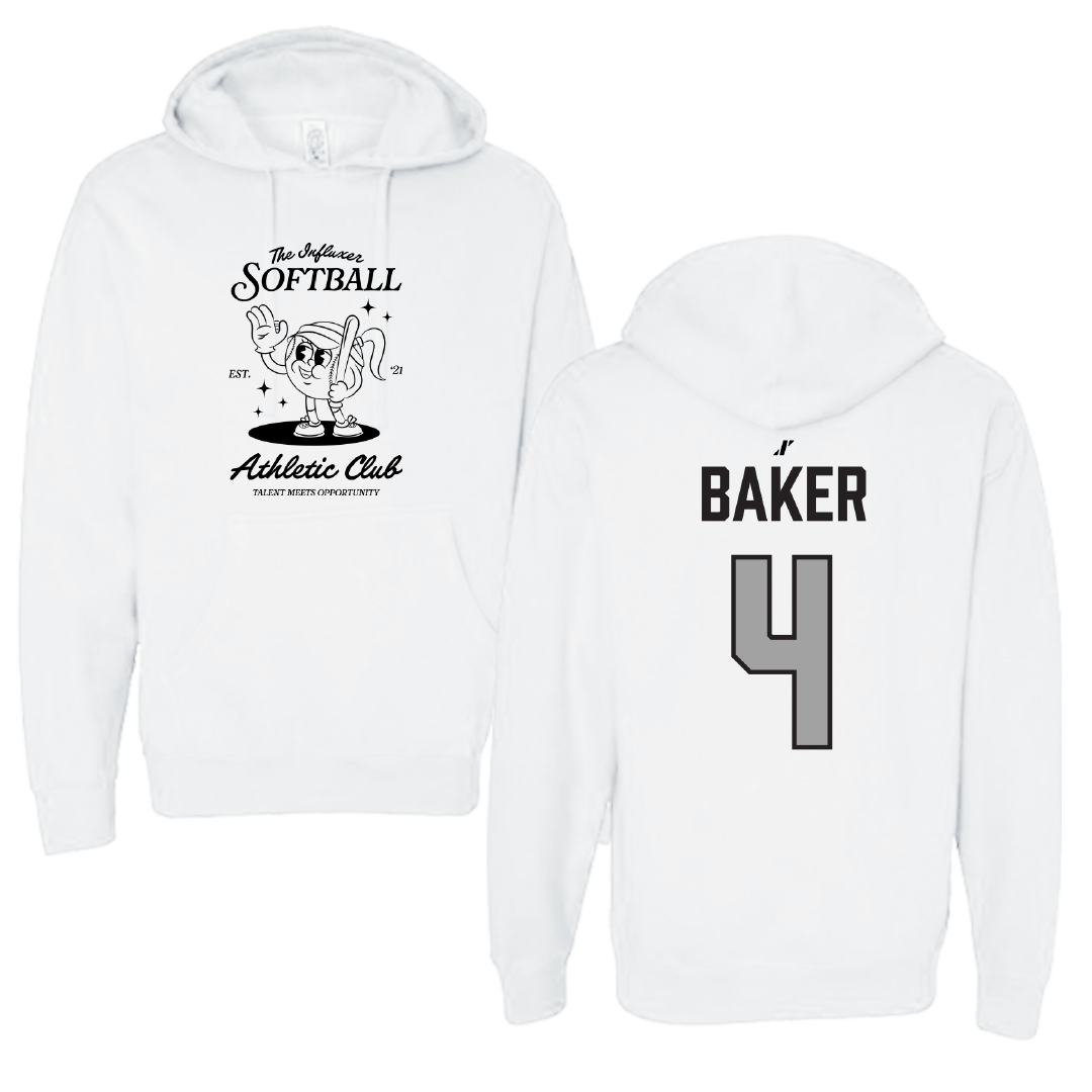 Softball White Influxer Athletic Club Hoodie - #4 Emilee Baker