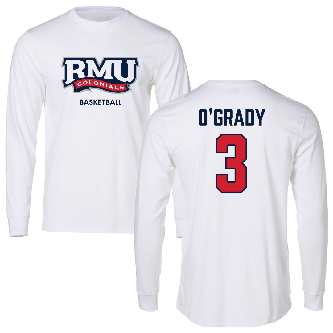 Robert Morris University Basketball (M) White Long Sleeve - #3 Tanner O'Grady