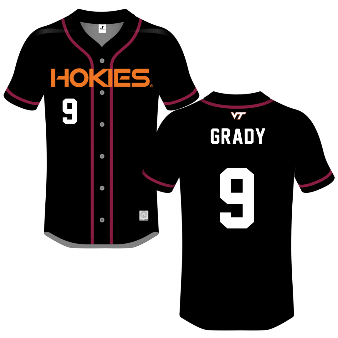 Virginia Tech Black Button-Down Jersey - #9 Clay Grady