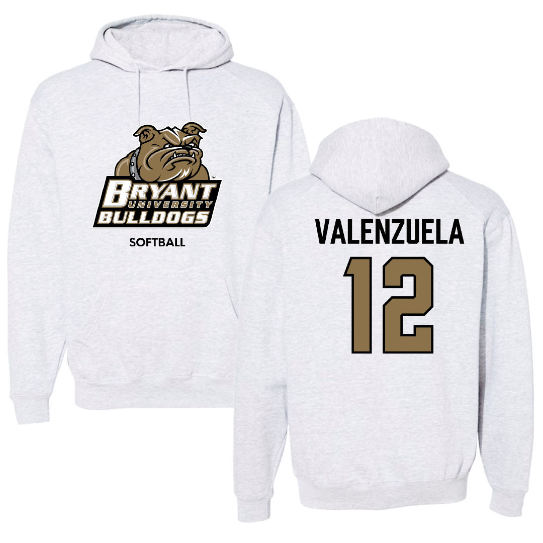 Bryant University Softball Light Gray Hoodie - #12 Faith Valenzuela