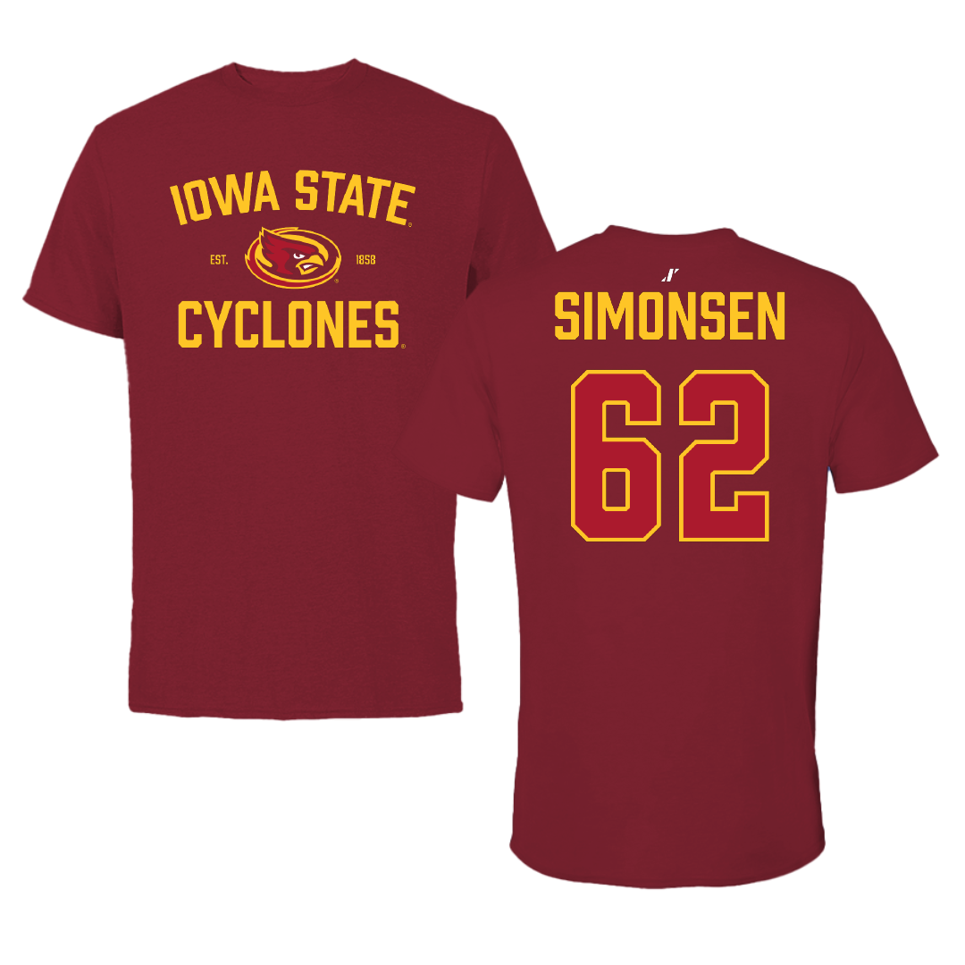 Iowa State University Football Cardinal General Tee - #62 Braden Simonsen