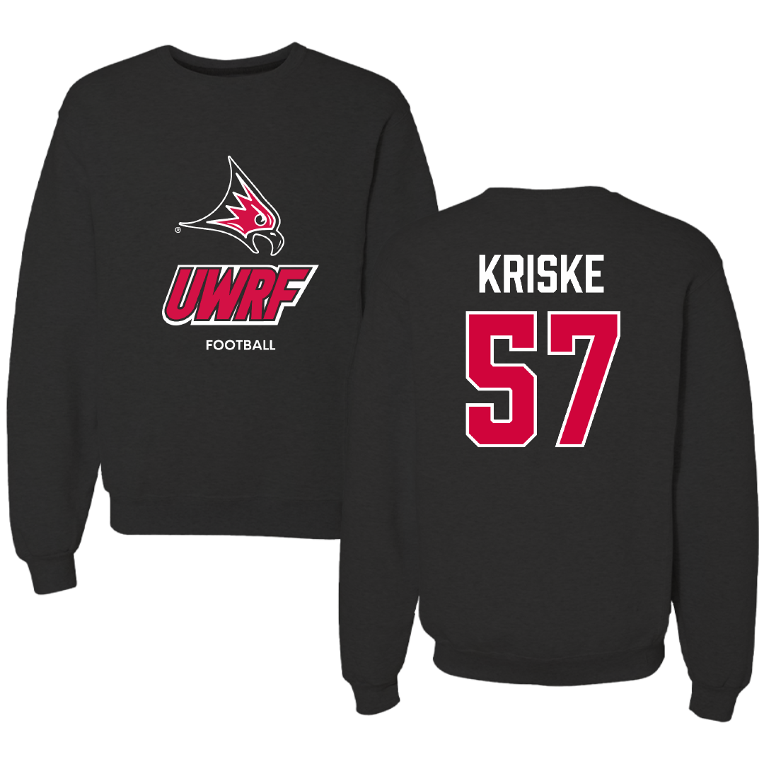 University of Wisconsin-River Falls Football Black Crewneck - #57 Dawson Kriske