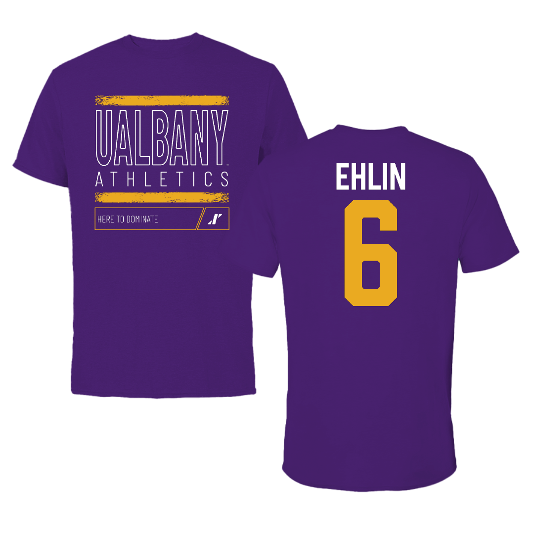 University at Albany Soccer Purple Dominate Performance Tee - #6 Elias Ehlin