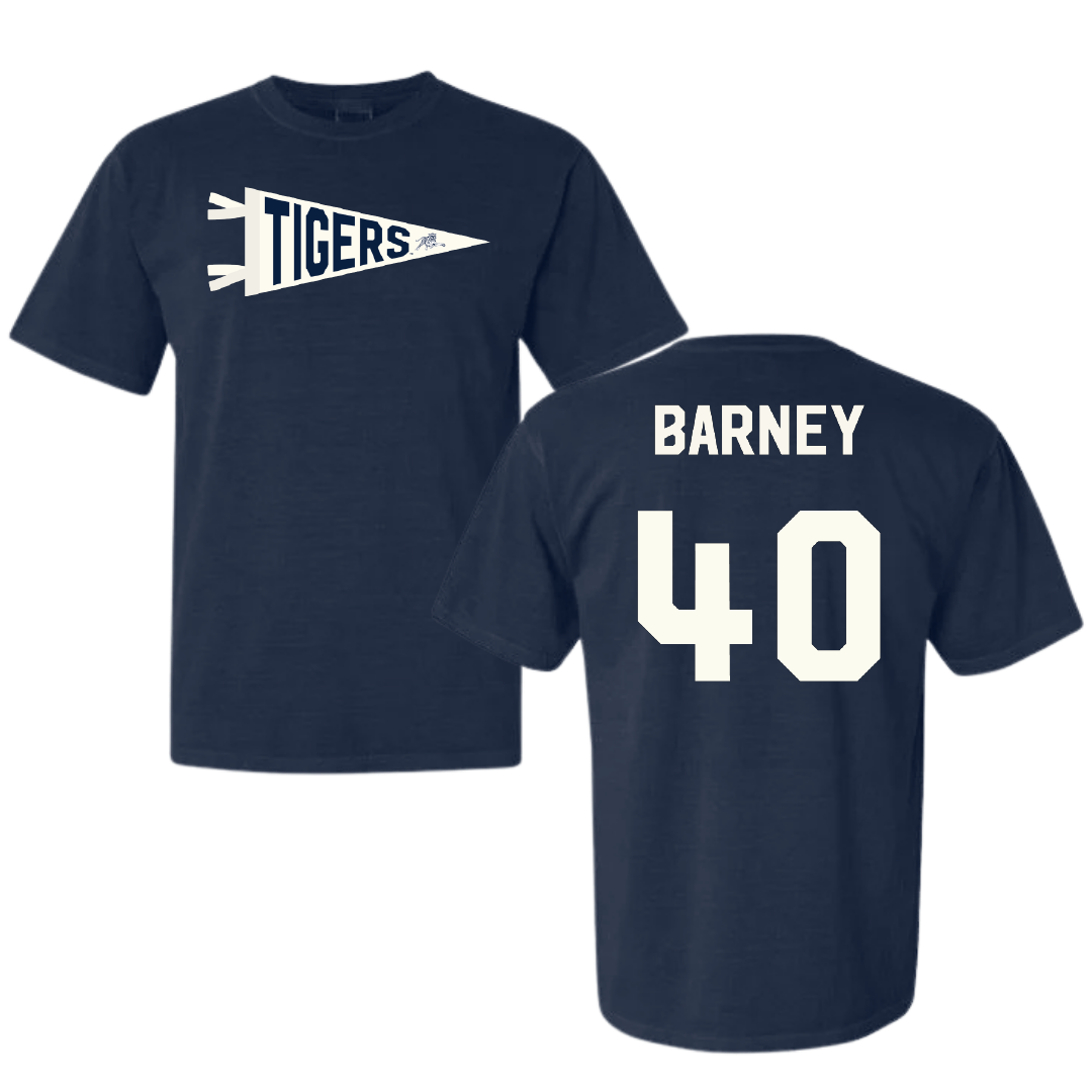 Jackson State University Football Navy Pennant Comfort Colors Tee - #40 Braxton Barney