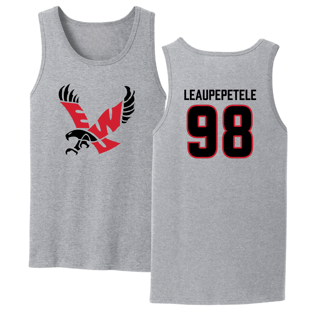 Eastern Washington University Football Sport Gray Tank Top - #98 Jirah Leaupepetele