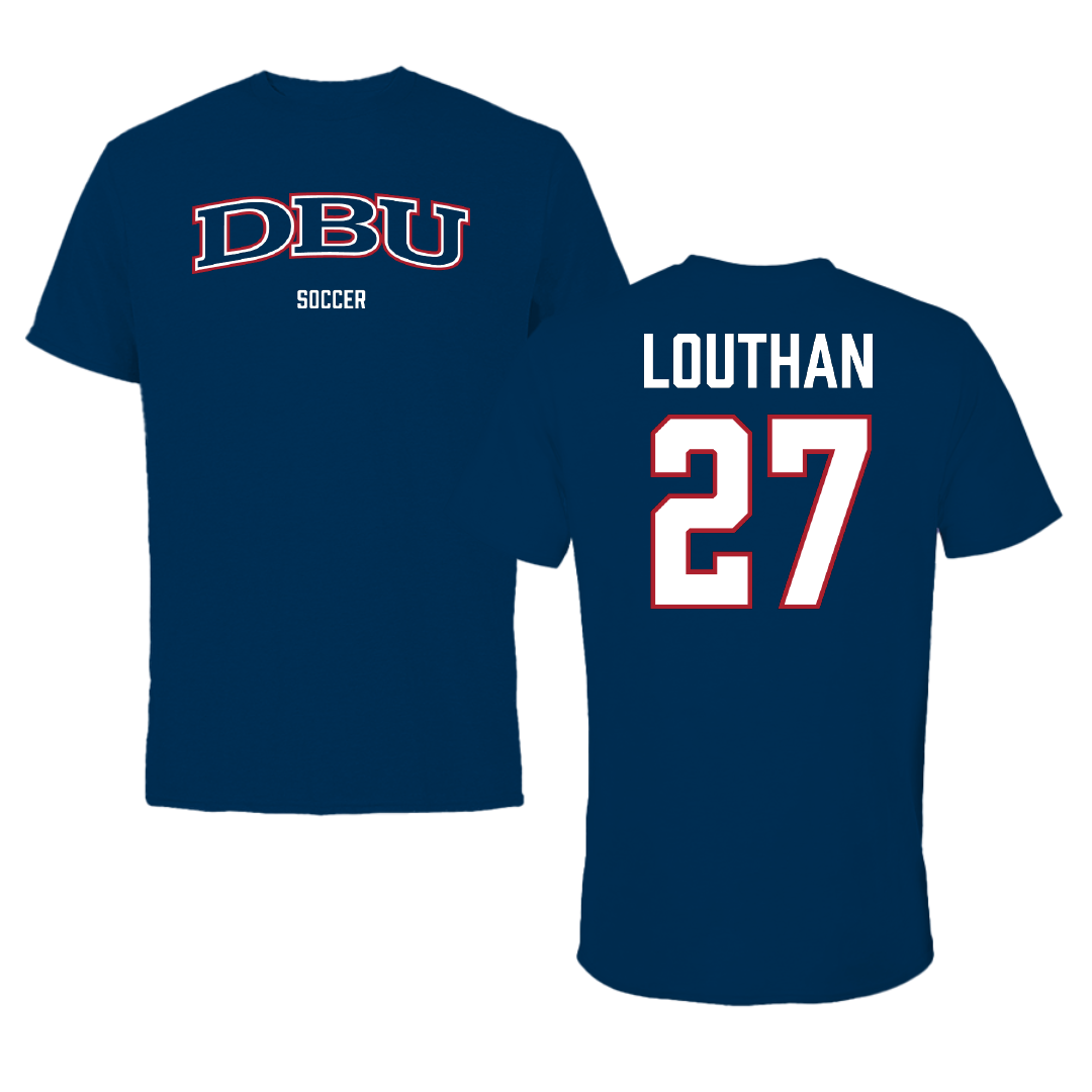 Dallas Baptist University Soccer (W) Navy Performance Tee - #27 Anne Louthan