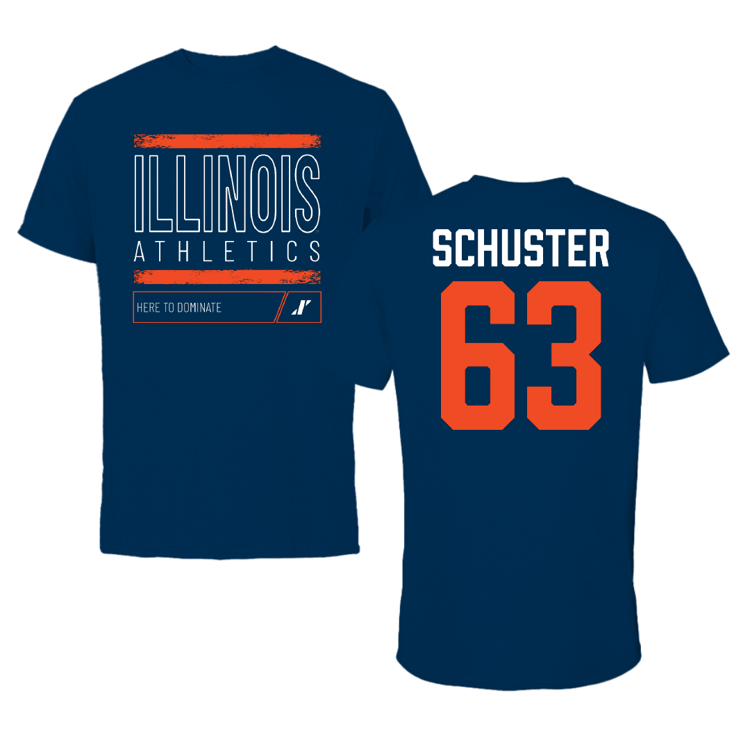 University of Illinois Football Navy Dominate Performance Tee - #63 Dezmond Schuster