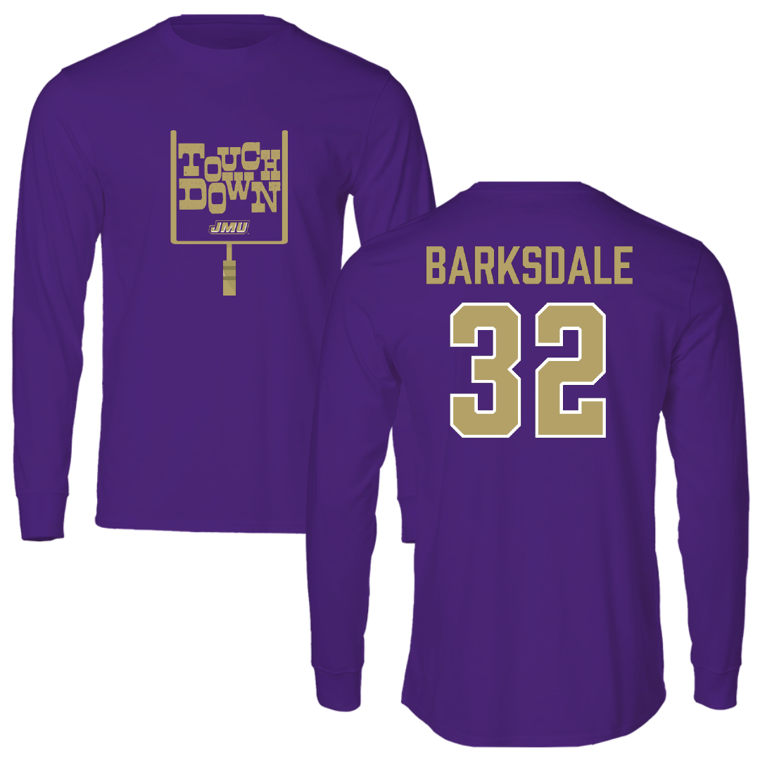 James Madison University Football Purple Touchdown Long Sleeve - #32 DJ Barksdale