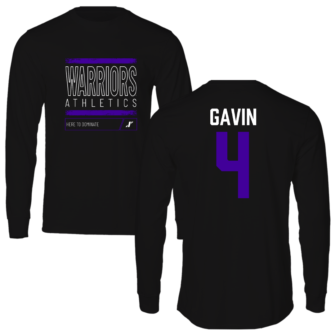Winona State University Football Black Dominate Performance Long Sleeve - #4 Ty Gavin