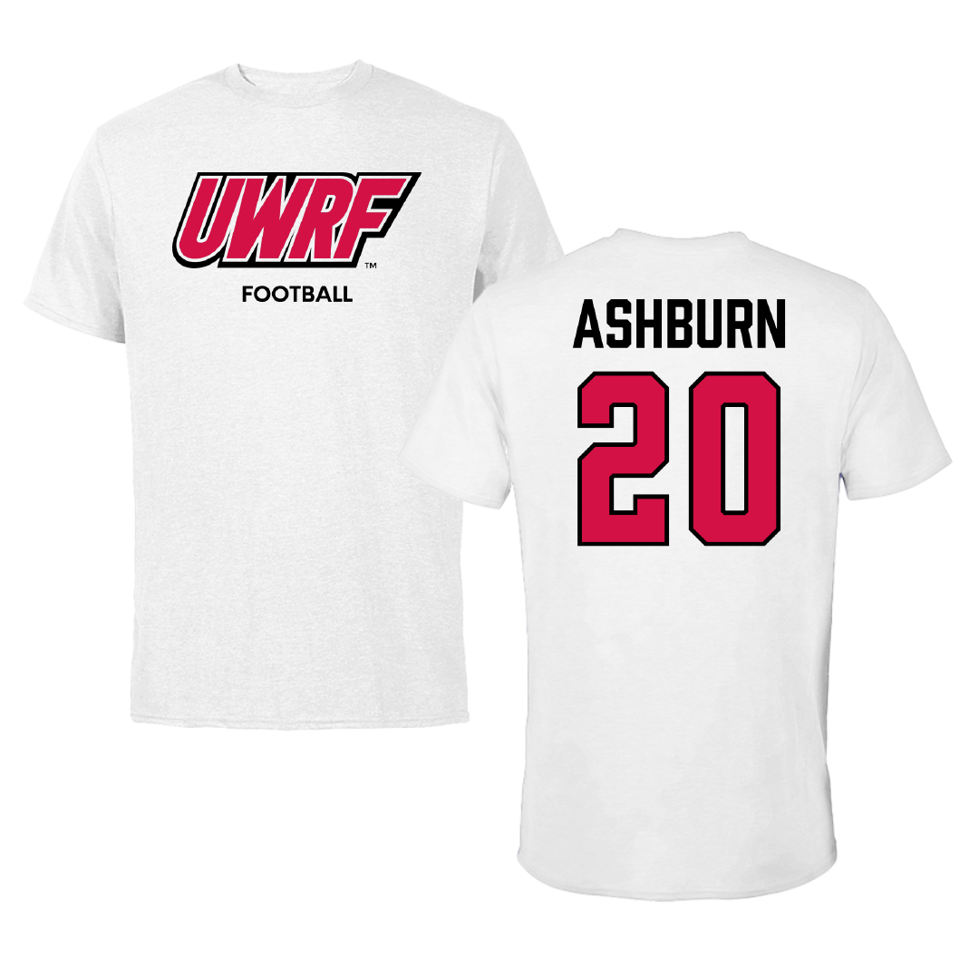 University of Wisconsin-River Falls Football White Block Tee - #20 Riley Ashburn