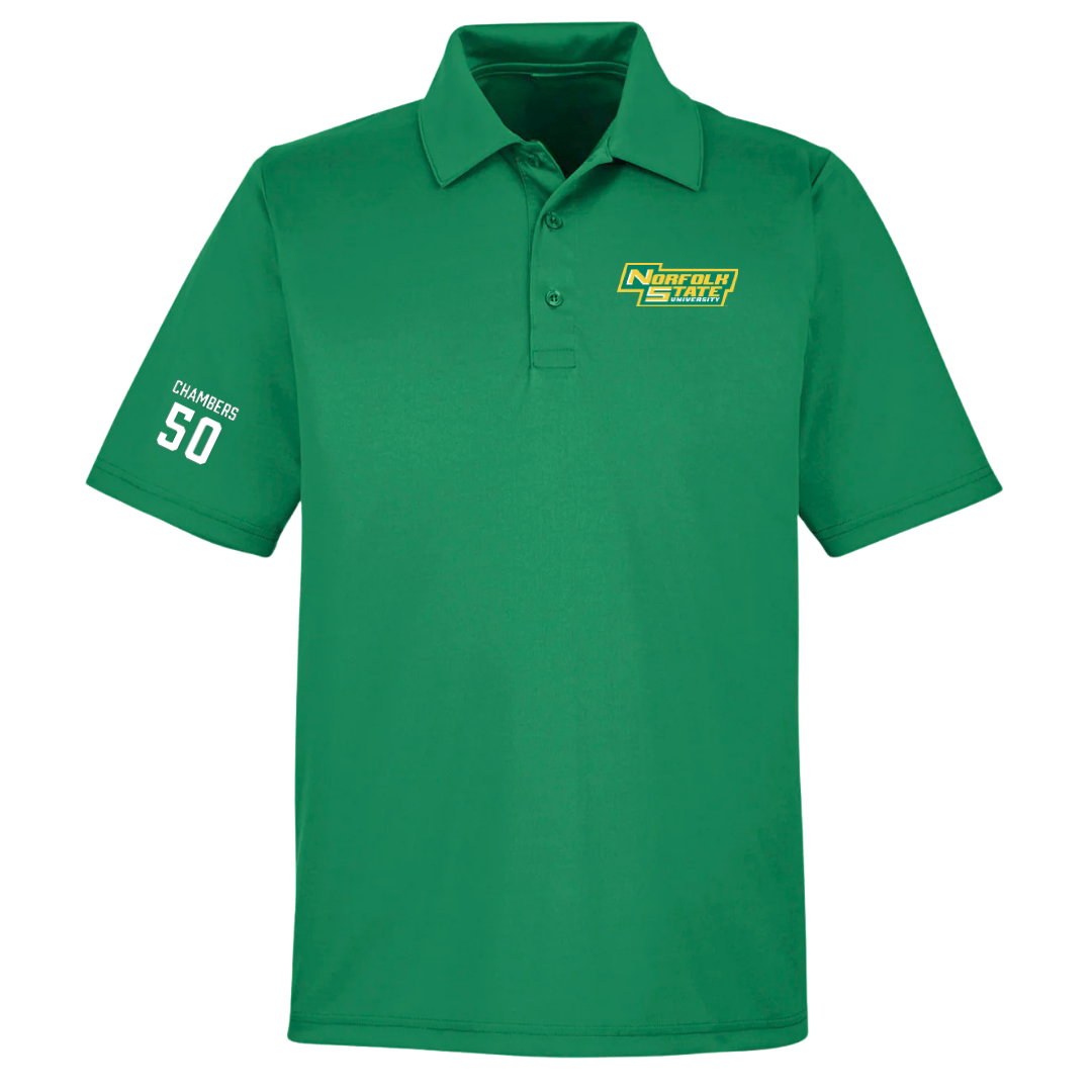 Norfolk State University Basketball (M) Green Polo - #50 Nyzaiah Chambers