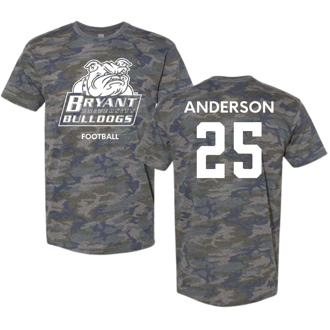 Bryant University Football Vintage Camo Tee - #25 Devon Anderson