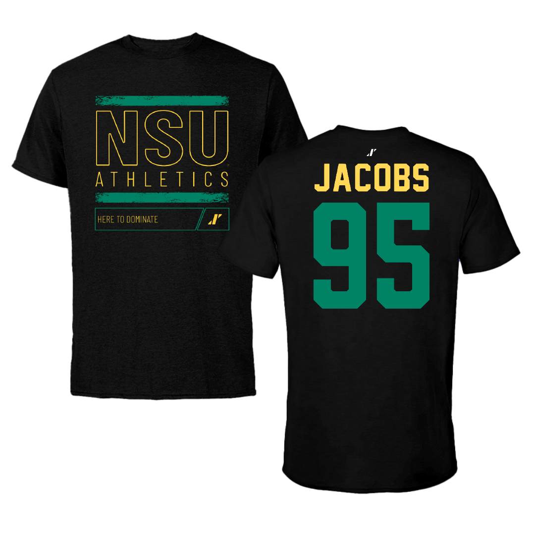 Norfolk State University Football Black Dominate Performance Tee - #95 Levontae Jacobs