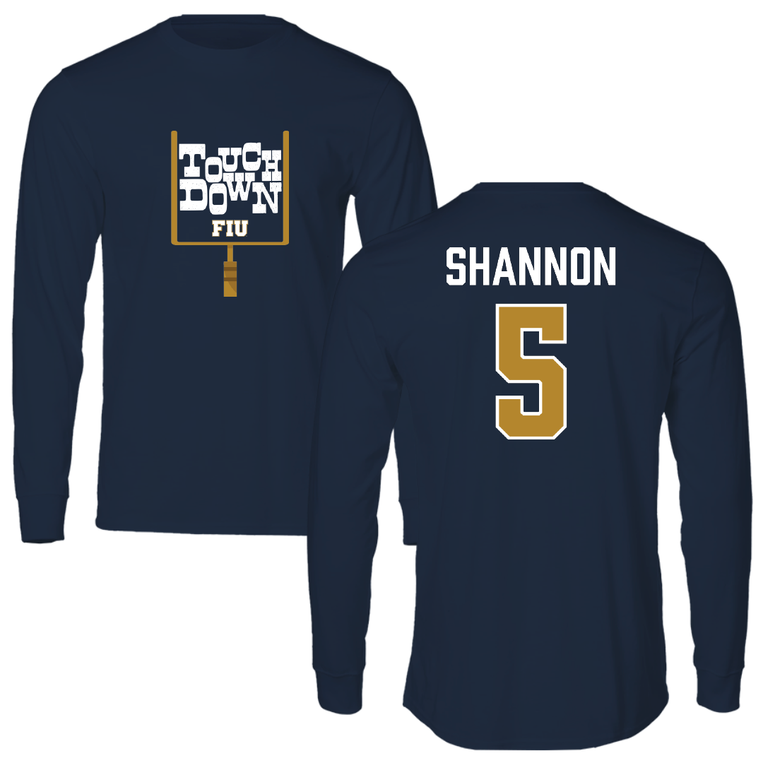 Florida International University Football Navy Touchdown Performance Long Sleeve - #5 Steven Shannon