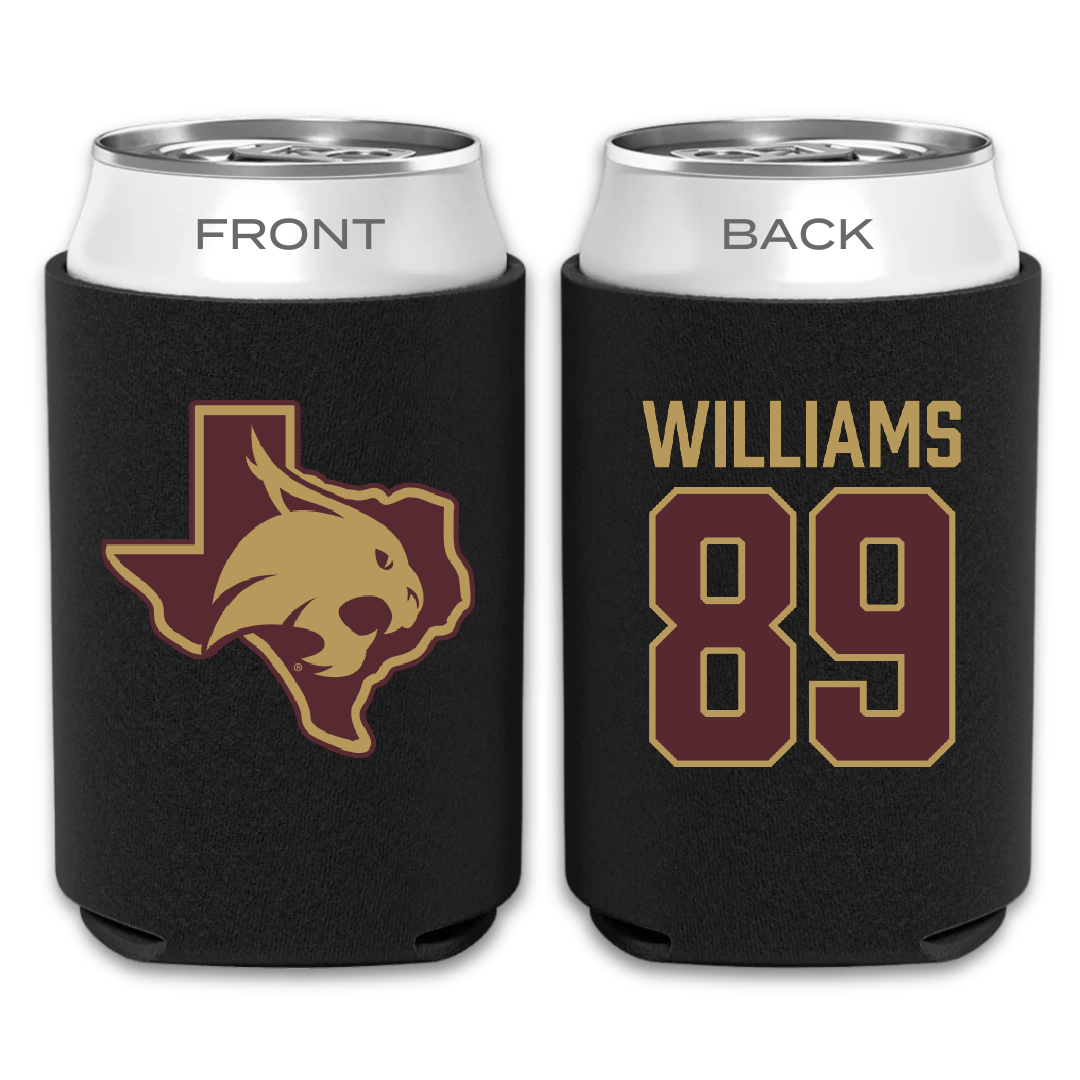 Texas State University Football Black Can Cooler - #89 Jordan Williams