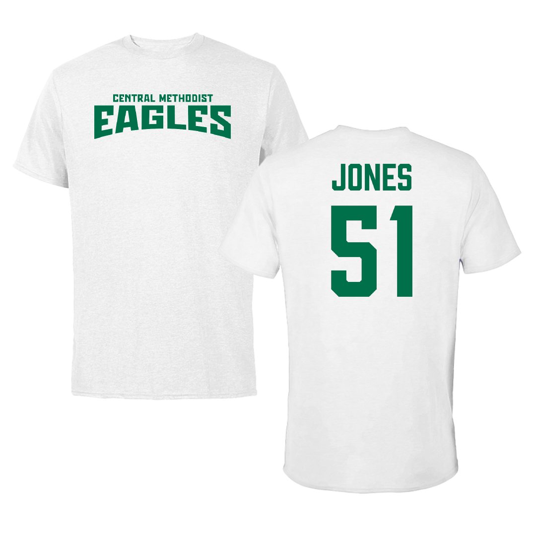Central Methodist University Football White Classic Performance Tee - #51 Amari Jones