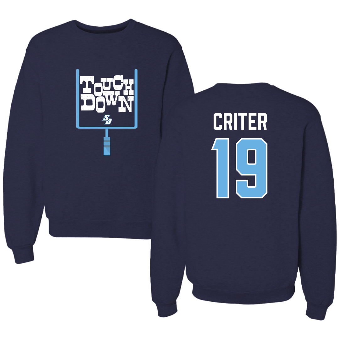 University of San Diego Football Navy Touchdown Crewneck - #19 Adam Criter