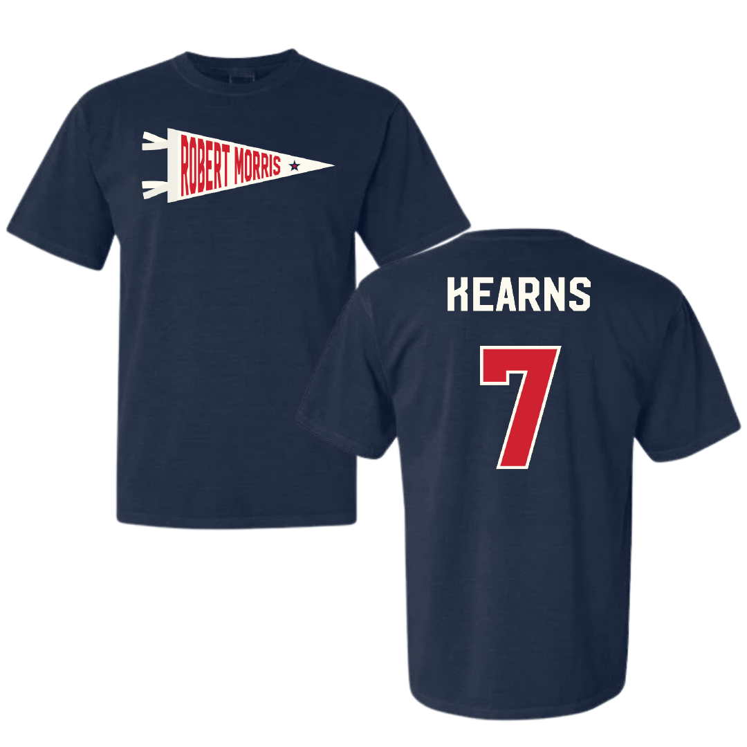 Robert Morris University Soccer Navy Pennant Comfort Colors Tee - #7 Malia Kearns