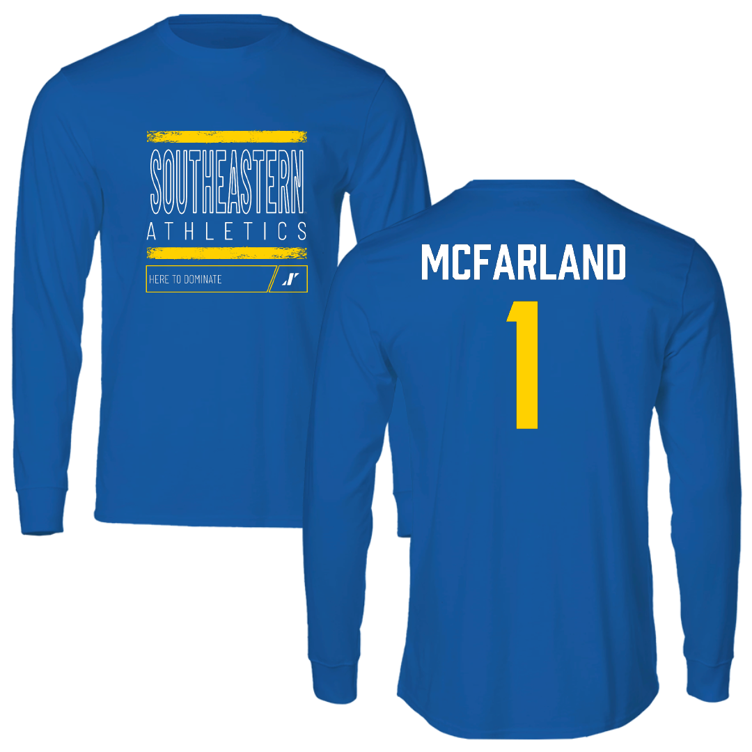 Southeastern Oklahoma State University Volleyball Blue Dominate Performance Long Sleeve - #1 Riley McFarland