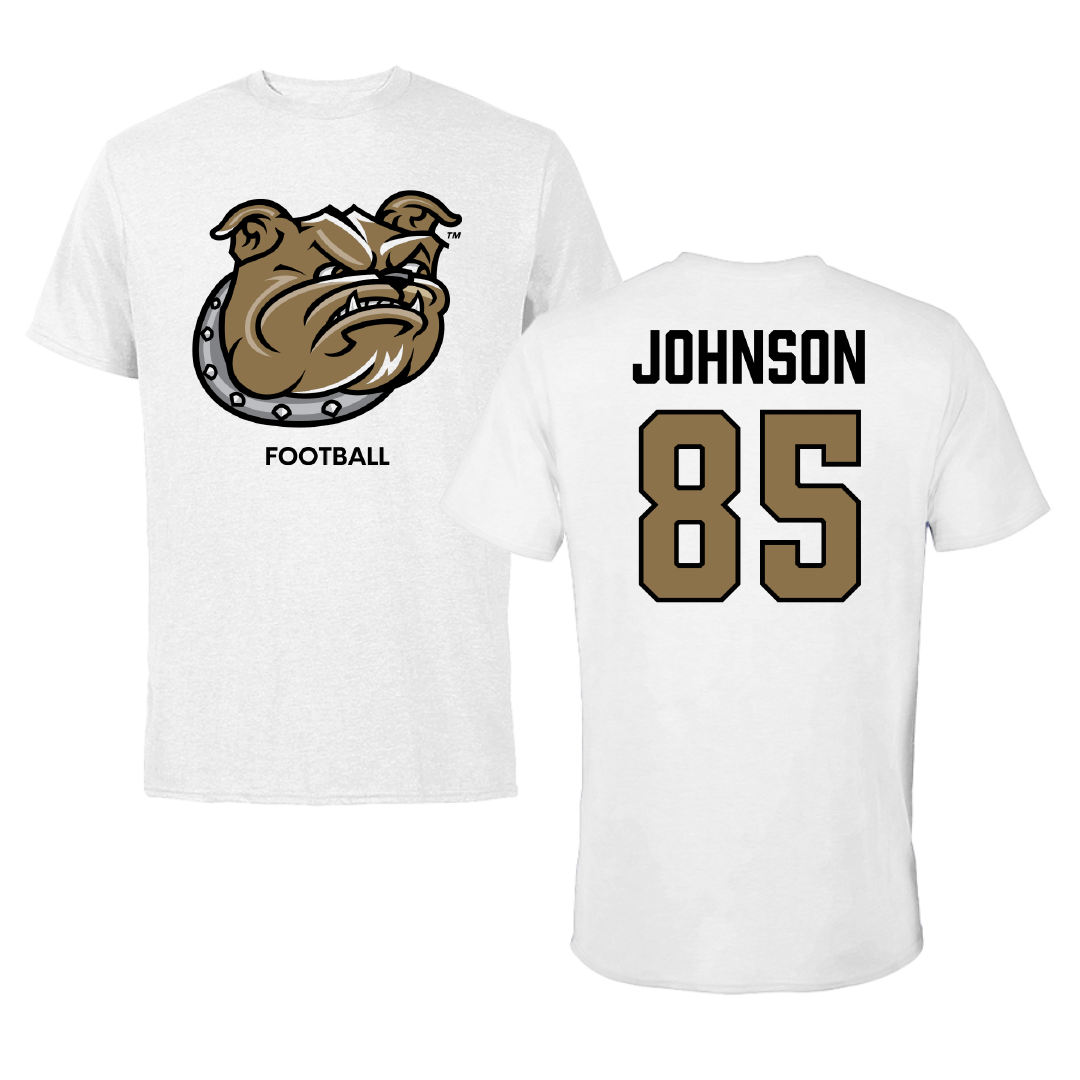 Bryant University Football White Tee - #85 Patrick Johnson