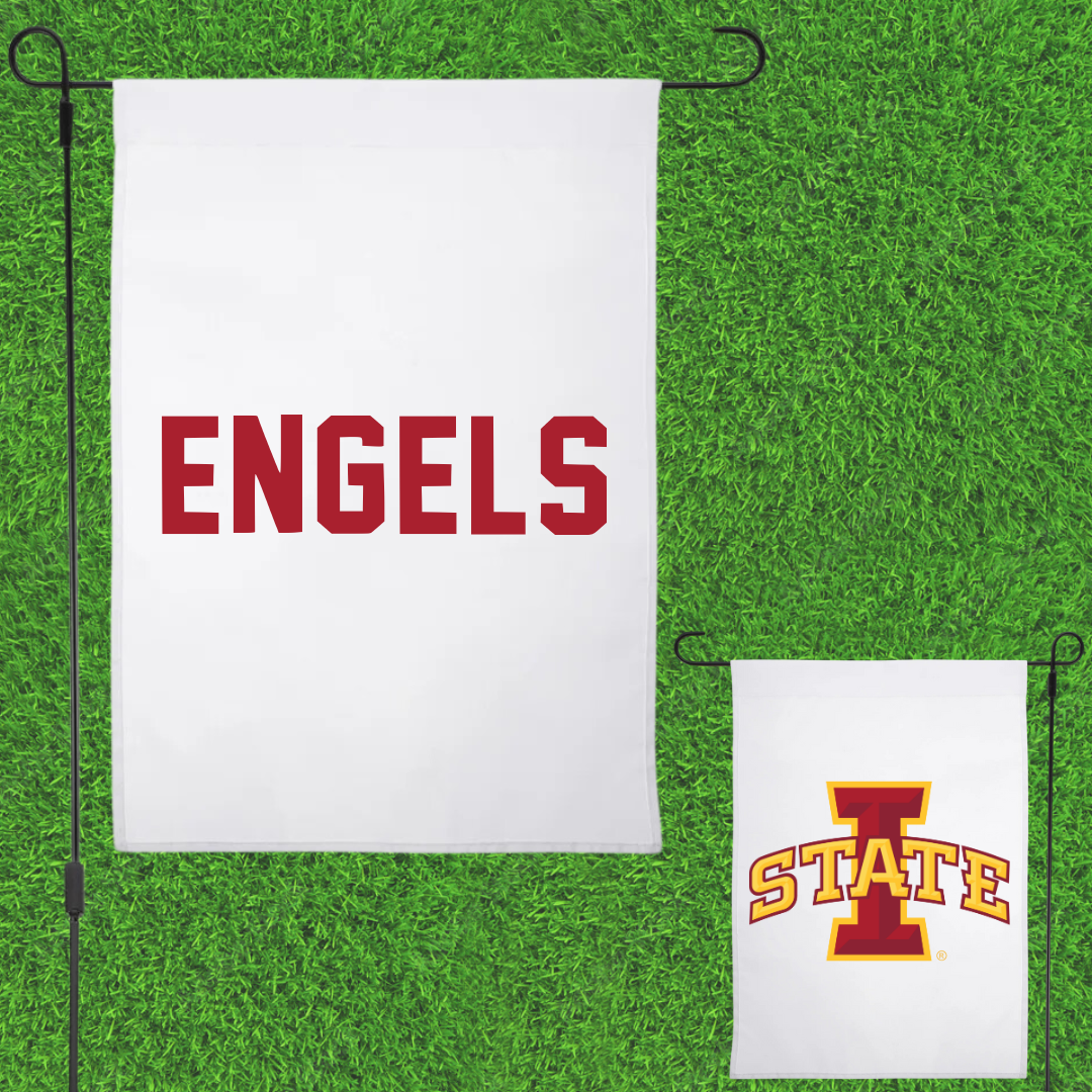 Iowa State University Gymnastics White Garden Flag - Morgan Engels