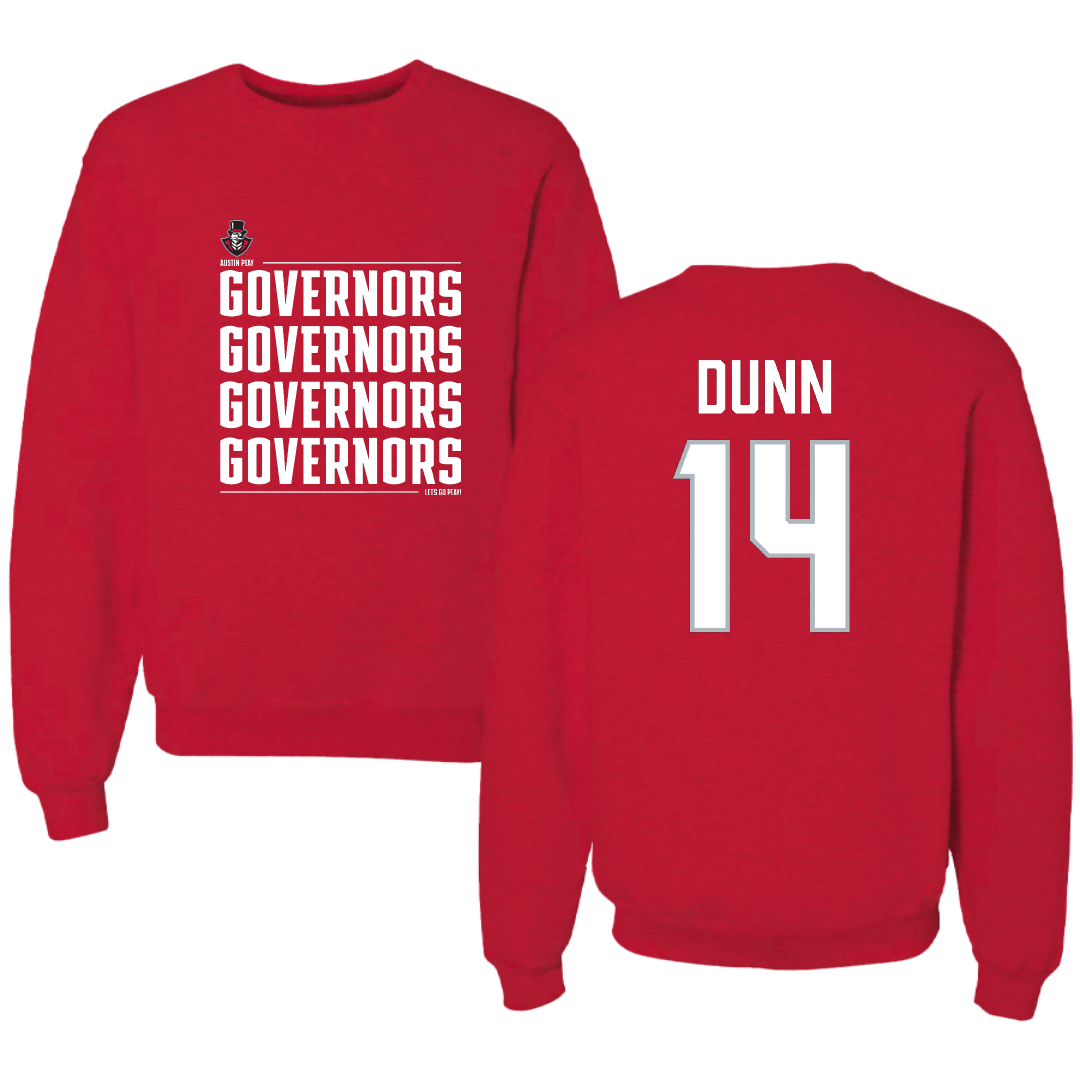 Austin Peay State University Basketball Red General Crewneck - #14 Jonathan Dunn