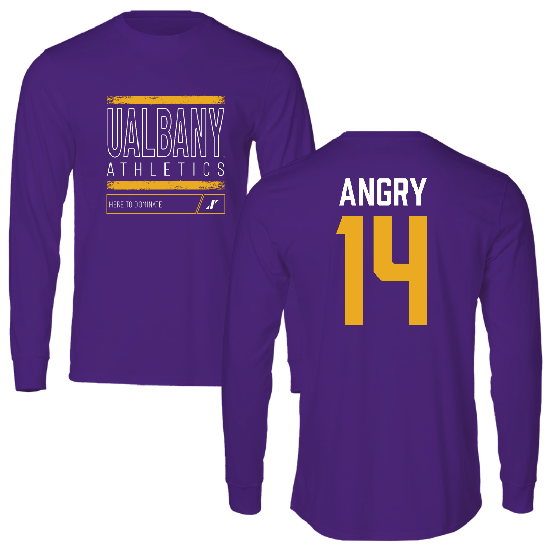 University at Albany Football Purple Dominate Long Sleeve - #14 Kevon Angry