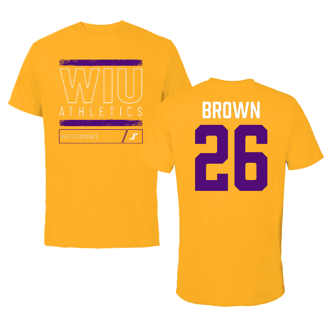 Western Illinois University Softball Gold Dominate Tee - #26 Payton Brown