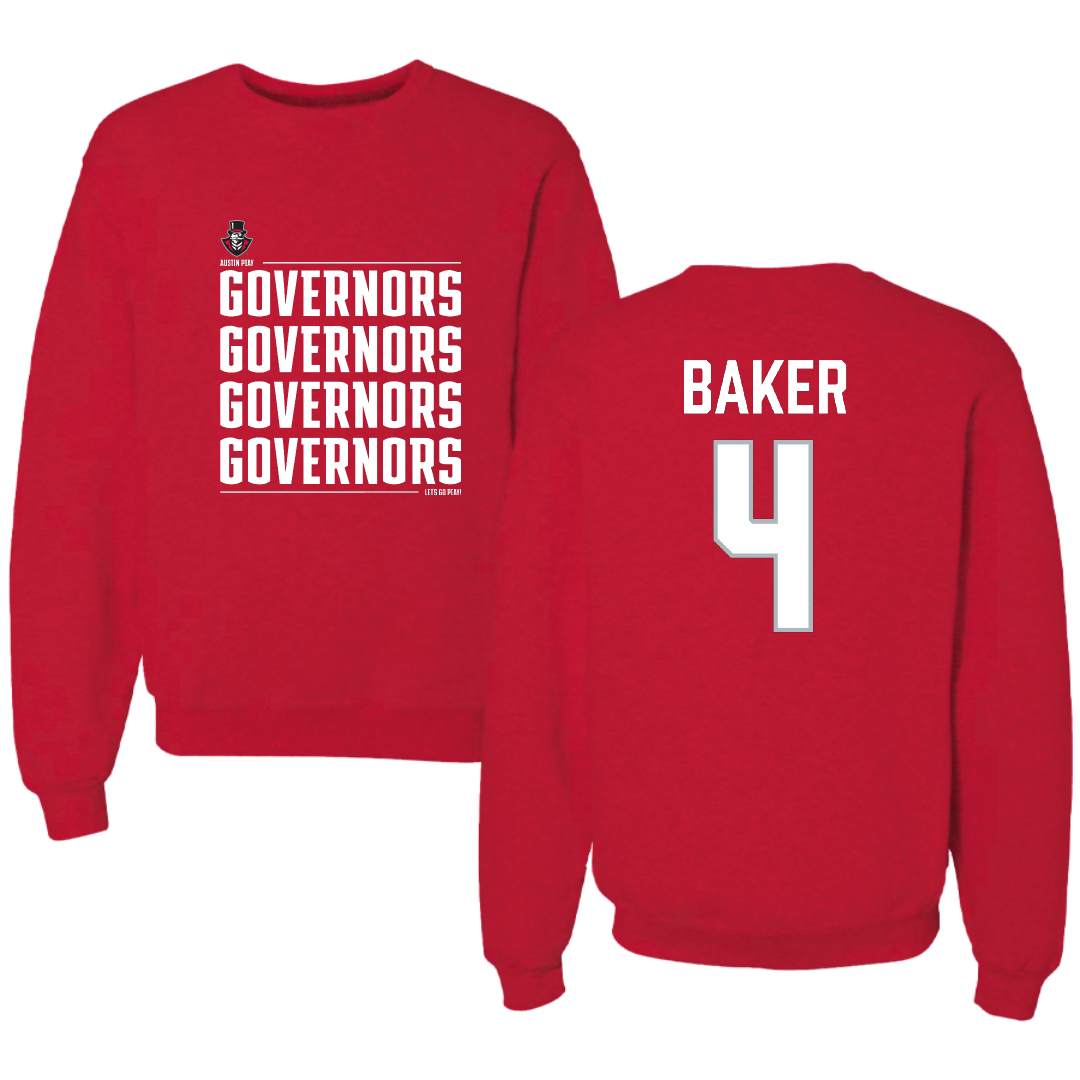 Austin Peay State University Softball Red General Crewneck - #4 Emilee Baker