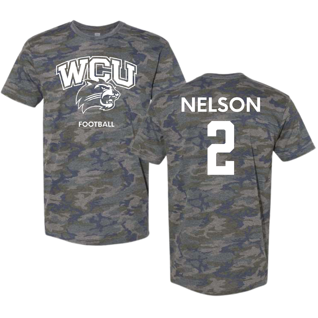 Western Carolina University Football Vintage Camo Tee - #2 Micah Nelson
