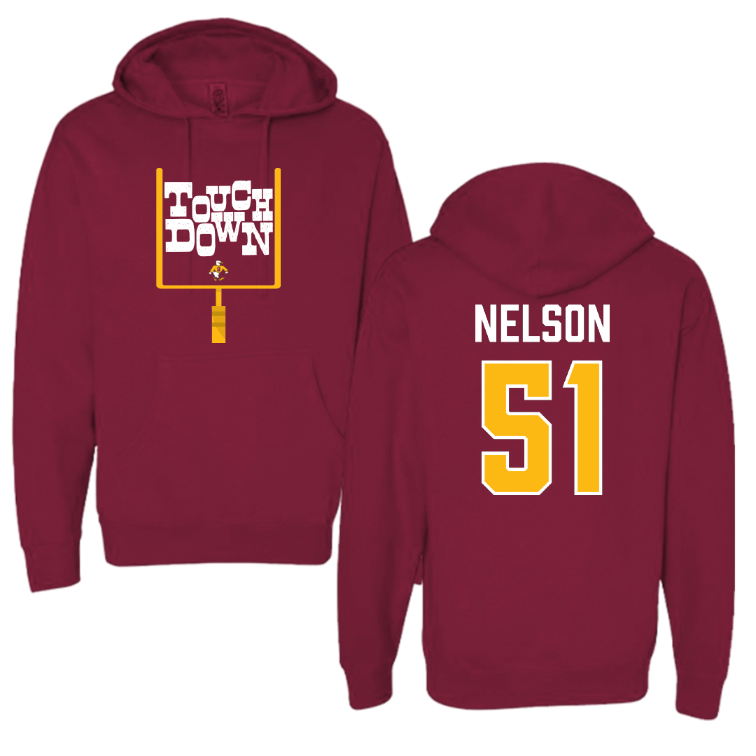Salisbury University Football Maroon Touchdown Hoodie - #51 Matt Nelson