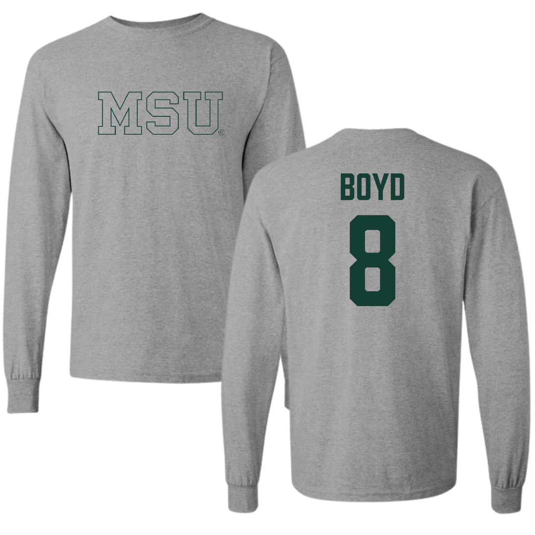 Michigan State University Football Sport Gray Long Sleeve - #8 Evan Boyd