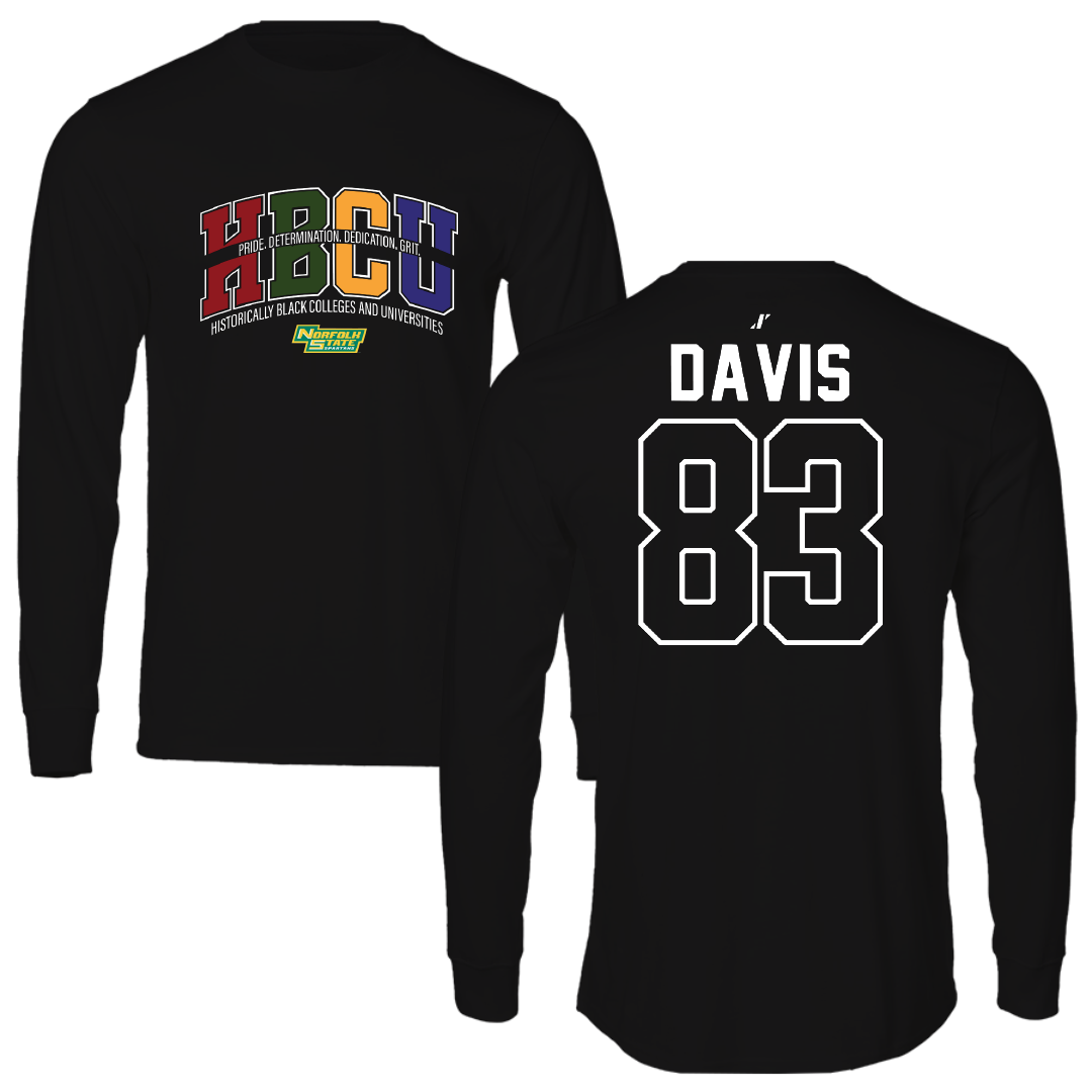 Norfolk State University Football Black HBCU Long Sleeve - #83 Clifton Davis