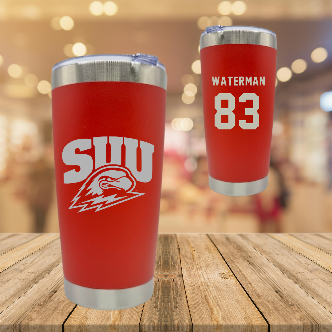 Southern Utah University Football Red Stainless Steel Tumbler - #83 Bryson Waterman