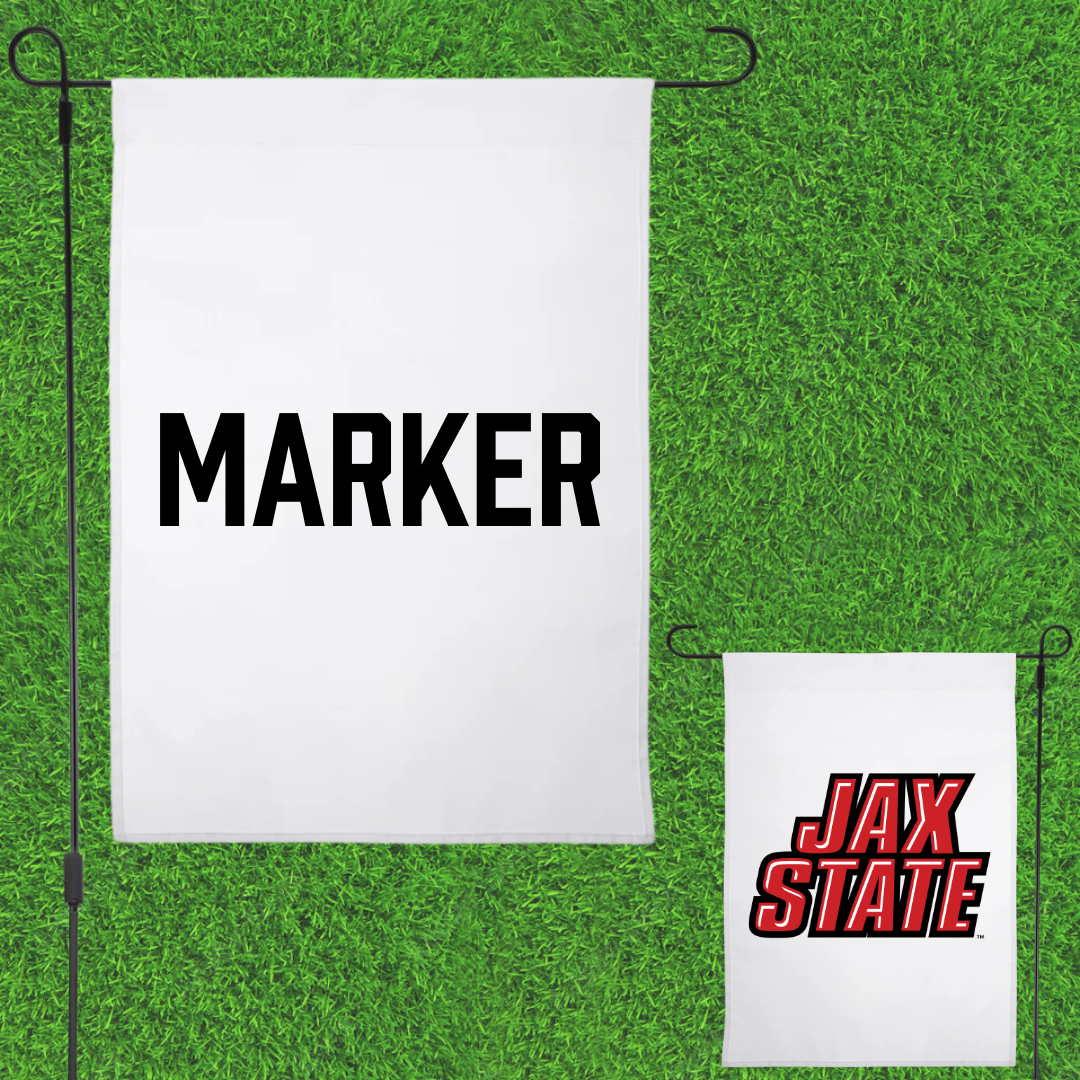 Jacksonville State University TF and XC White Garden Flag - Kaden Marker